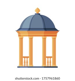 Wooden Garden or Park Gazebo, Urban Infrastructure Design Element, Flat Style Vector Illustration on White Background