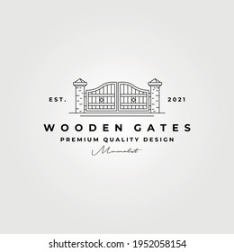 wooden gate line logo vector symbol illustration design, minimal logo design