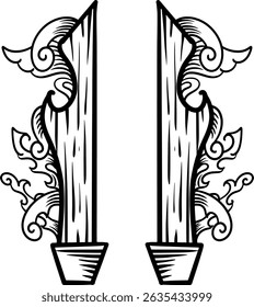 wooden gate with ornamental touches	