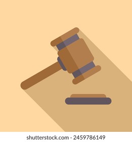 Wooden gavel icon flat vector. Hammer decision. Legal guilt sign