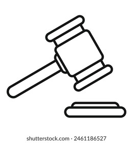 Wooden gavel icon outline vector. Hammer decision. Legal guilt sign