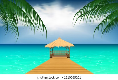 wooden gazebo at the beach