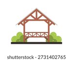 Wooden gazebo building. Simple flat illustration.
