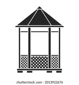 Wooden gazebo of pergola vector icon.Black vector icon isolated on white background wooden gazebo of pergola .