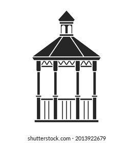 Wooden gazebo of pergola vector icon.Black vector icon isolated on white background wooden gazebo of pergola .