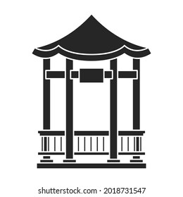 Wooden gazebo of pergola vector icon.Black vector icon isolated on white background wooden gazebo of pergola .