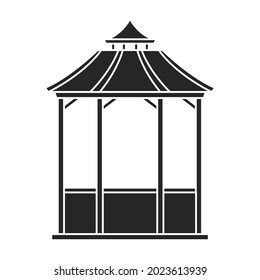 Wooden gazebo of pergola vector icon.Black vector icon isolated on white background wooden gazebo of pergola .