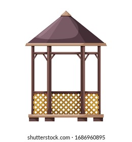 Wooden gazebo of pergola vector icon.Cartoon vector icon isolated on white background wooden gazebo of pergola .
