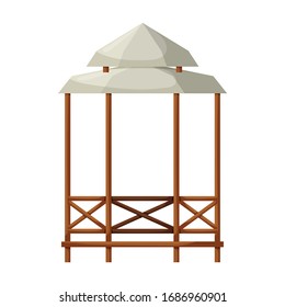 Wooden gazebo of pergola vector icon.Cartoon vector icon isolated on white background wooden gazebo of pergola .