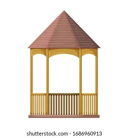 Wooden gazebo of pergola vector icon.Cartoon vector icon isolated on white background wooden gazebo of pergola .