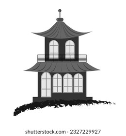 Wooden gazebo,
Traditional Asian Architecture,
Japanese ink painting
 Oriental style sumi e, wu shin, go hua,
SSTK abstract,
vector illustration.