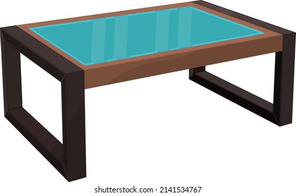 Wooden glass table, illustration, vector on a white background.