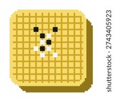 Wooden Go Table with Black and White Stones Placed, Pixel Art Icon, Isolated