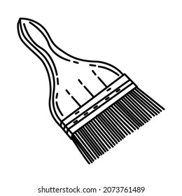 Wooden Goat Hair Mask Brush Part of Women Facial Treatment Tools Hand Drawn Icon Set Vector.