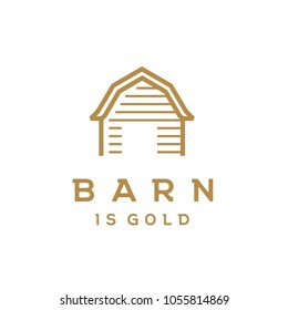 Inspiración en el diseño del logotipo de arte de la línea retro minimalista de la granja Golden Wood Barn