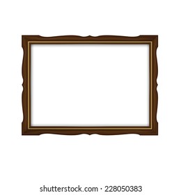 Wooden and gold frame for paintings isolated on white background