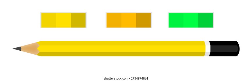 Wooden graphite pencil flat illustration, isolated with three color choices