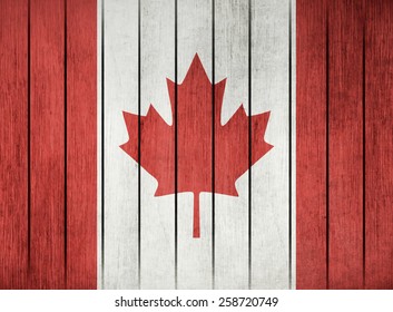 Wooden Grunge Flag Of Canada