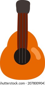 Wooden guitar, illustration, vector, on a white background.