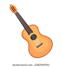 Wooden guitar instrument icon isolated