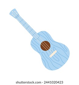 Wooden guitar toy. Retro traditional wooden toys, kids entertainment cartoon vector illustration