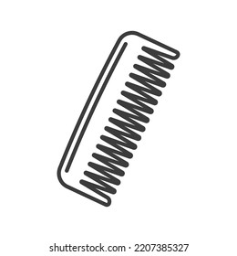 Wooden Hair Brush Isolated Outline Icon. Vector Retro Hairbrush, Plastic Comb In Vintage Style. Hairdresser Tool, Hair Combing Barbershop Equipment. Professional Barber Hairstyle Accessory Line Art