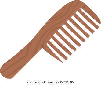 Wooden hair comb. Cartoon wide tooth brush icon