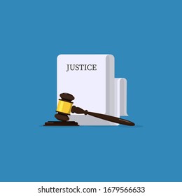 Wooden hammer, gavel flat vector illustration. Judge, magistrate instrument. Court trial, legal authority, judicial system, bidding decorative symbol. Courtroom, auction accessory. Small mallet.