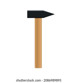 Wooden Hammer With Handle. Iron Sledge. Big Sledgehammer. Icon Of Tool. Mallet For Carpenter, Repair And Mason. Hammer For Construction Of House. Illustration For Building. Sledge Isolated. Vector.