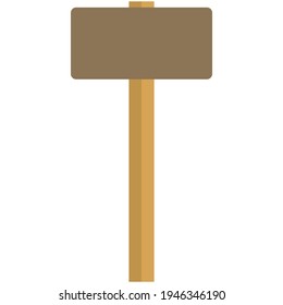 Wooden hammer mallet vector icon isolated on white
