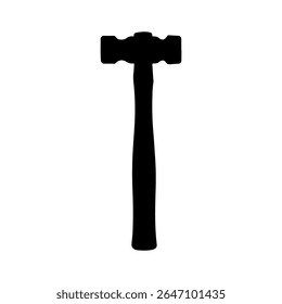 Wooden hammer silhouette icon vector flat design on white background
