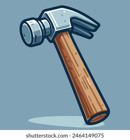 Wooden Hammer Vector with blue background