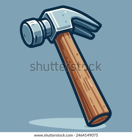 Wooden Hammer Vector with blue background