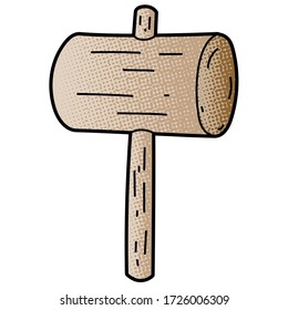 wooden hammer vector design. digital hand drawn. comic style