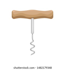 Wooden hand corkscrew. Accessories for drinking wine.