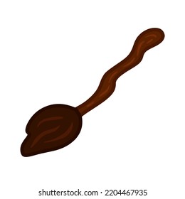 Wooden hand draw witch broom vector isolated illustration. Cartoon wizard broom for stickers, nursery room, book prints, background, invitations, greeting cards.