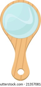 Wooden Hand Mirror, Illustration, Vector On A White Background.