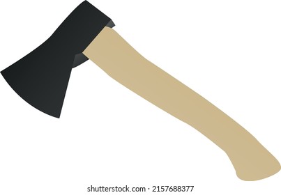 Wooden handle camping axe vector. Tools signs and symbols.