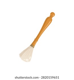 Wooden handle makeup brush with soft bristles for beauty and cosmetic application isolated for styling