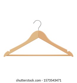 Wooden hanger for clothes isolated on white background.