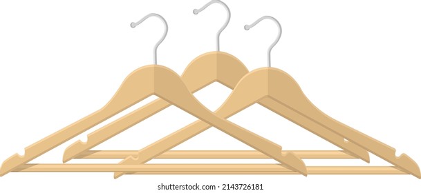 Wooden hanger, illustration, vector on a white background.