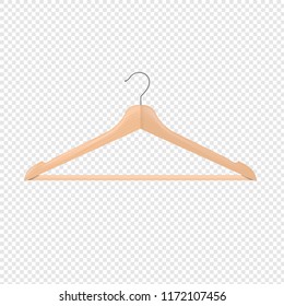 Wooden Hanger Isolated Transparent Background With Gradient Mesh, Vector Illustration