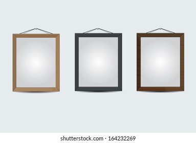 Wooden hanging frames textured vector