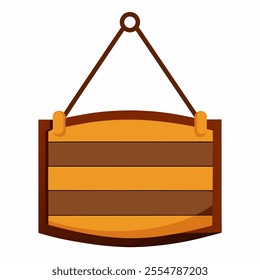 wooden hanging signage vector icon with white background