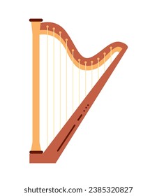 wooden harp illustration vector isolated