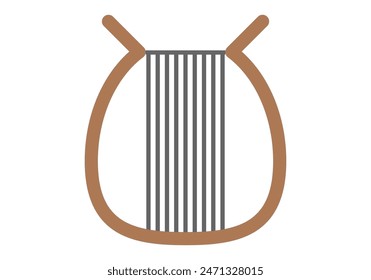 Wooden harp on white background.