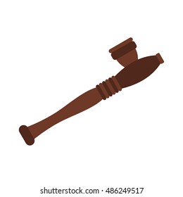 Wooden hashish pipe icon in flat style on a white background vector illustration