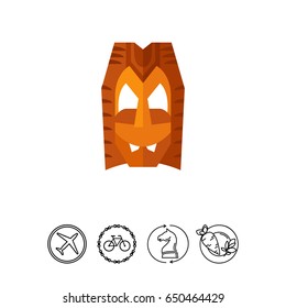 Wooden Hawaiian mask vector icon