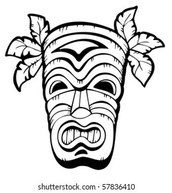 Wooden Hawaiian mask - vector illustration.