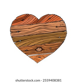 Wooden heart planks Vector illustration